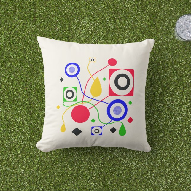 Geometric abstract outdoor pillow (Grass)