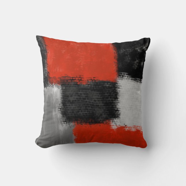 Geometric abstract painted decorative pillow (Front)