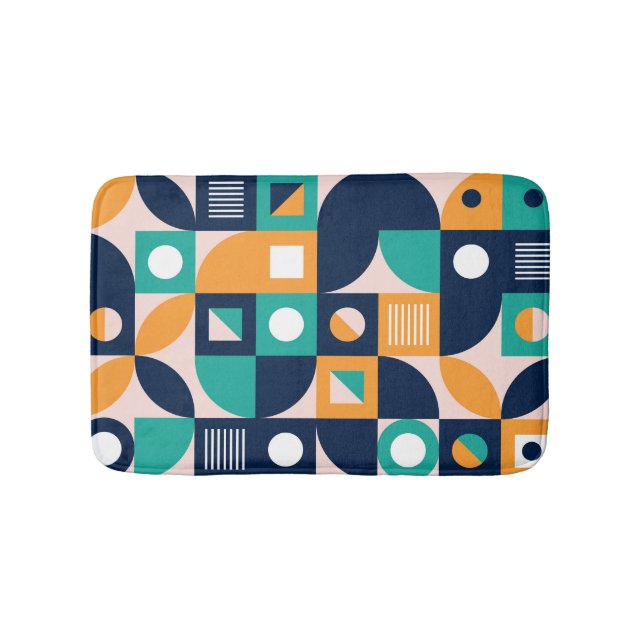Geometric abstract pattern: colorful, modern desig bath mat (Front)