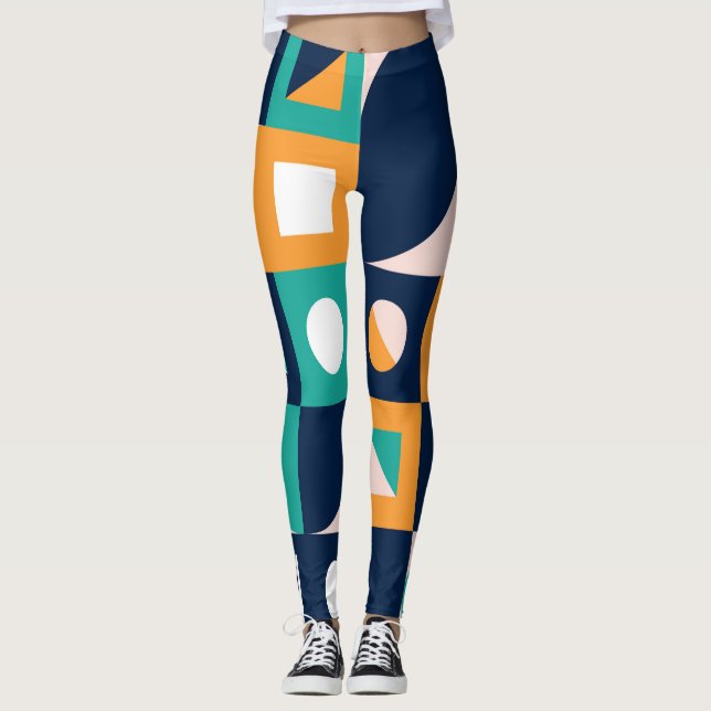 Geometric abstract pattern: colorful, modern desig leggings (Front)