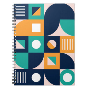 Geometric abstract pattern: colorful, modern desig notebook