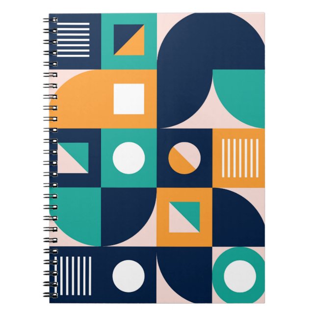 Geometric abstract pattern: colorful, modern desig notebook (Front)