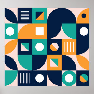 Geometric abstract pattern: colorful, modern desig poster