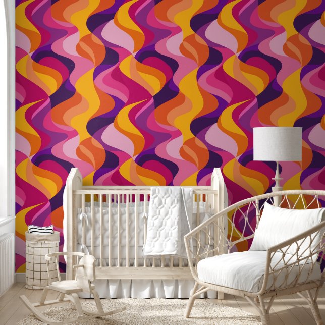 Geometric Abstract Pattern in bright pink Wallpaper (Kids)