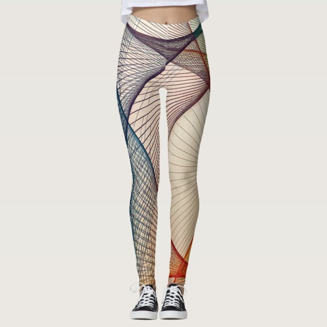 Geometric Abstract Pattern Leggings (Front)