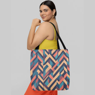 Geometric abstract pattern  overlapping diagonal tote bag