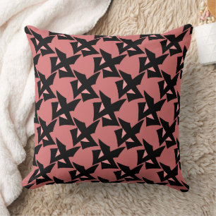 Geometric abstract pattern retro terracotta brown throw pillow
