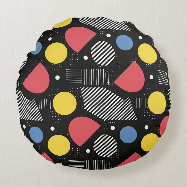 Geometric Abstract Pattern Round Pillow (Front)