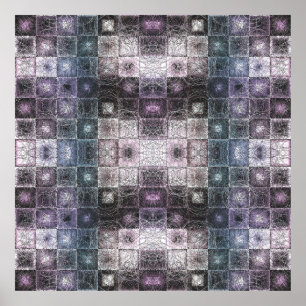 Geometric Abstract Pattern with Wireframe Cubes Poster