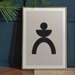 Geometric Abstract Person Modern Minimalist Poster<br><div class="desc">A minimalist modern abstract person silhouette poster with a scandinavian 'scandi' geometric design in black on a warm natural soft taupe gray background. The perfect accessory for a minimal contemporary home.</div>