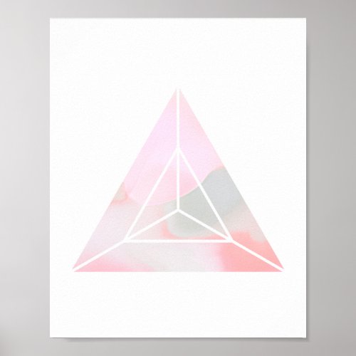 Geometric Abstract Pink and Gray Art Triangle Poster