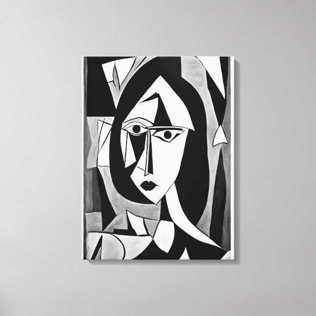 Geometric Abstract Portrait of Woman Canvas Print (Front)
