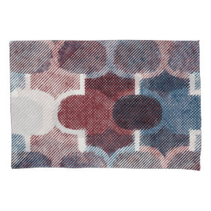 Geometric Abstract Red Blue Pattern Pillow Case