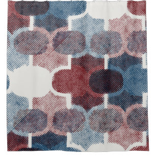 Geometric Abstract Red Blue Pattern Shower Curtain
