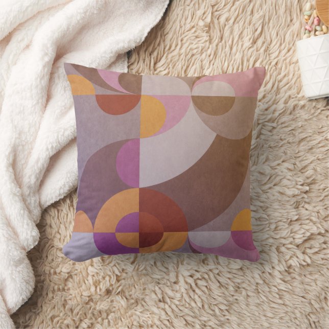 Geometric abstract retro circles Colorful pattern Throw Pillow (Blanket)