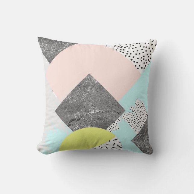 Geometric Abstract Scandi Design Throw Pillow (Front)