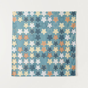 Geometric abstract seamless pattern of colored sha tapestry