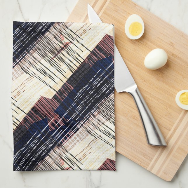 Geometric abstract striped kitchen towel (Quarter Fold)