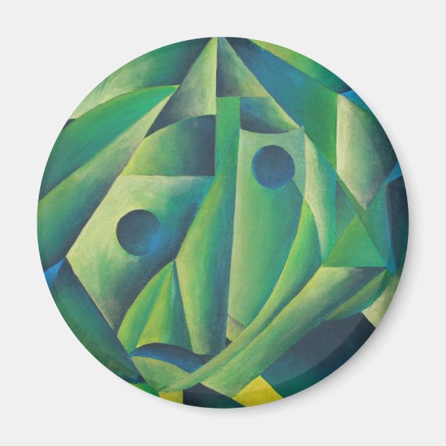 Geometric Abstract Village Woman And Headscarf Magnet (Front)