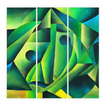 Geometric Abstract Village Woman And Headscarf