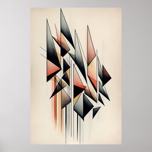 Geometric Abstract Watercolor Ai Art Poster