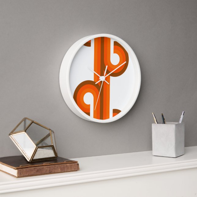Geometric Abstract Wave Stripes Fusion Art Pattern Clock (Office)
