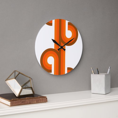 Geometric Abstract Wave Stripes Fusion Art Pattern Large Clock