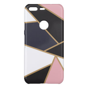 Geometric Abstract White Black Pink Gold Uncommon Google Pixel Case