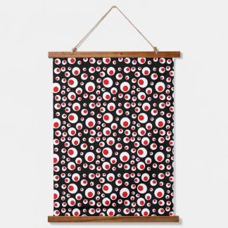 Geometric Abstract White Spheres Bright Red Circle Hanging Tapestry