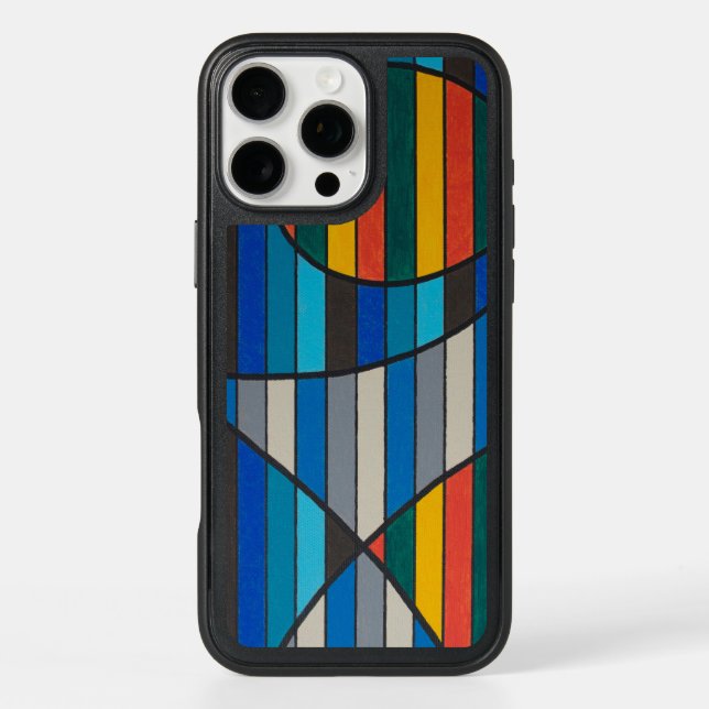 Geometric Abstract with Bold Stripes and Shapes Otterbox iPhone Case (Back)