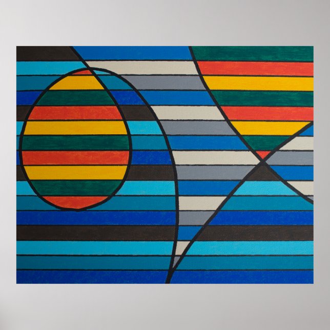 Geometric Abstract with Bold Stripes and Shapes Poster (Front)