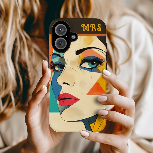 Geometric Abstract Woman with Aqua Eyes Case-Mate iPhone Case (Creator Uploaded)