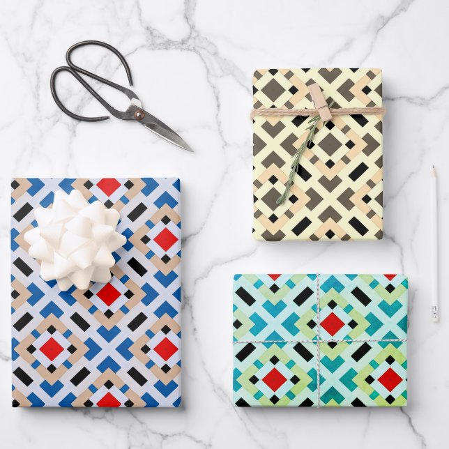 Geometric Abstract  Wrapping Paper Sheets (Front)