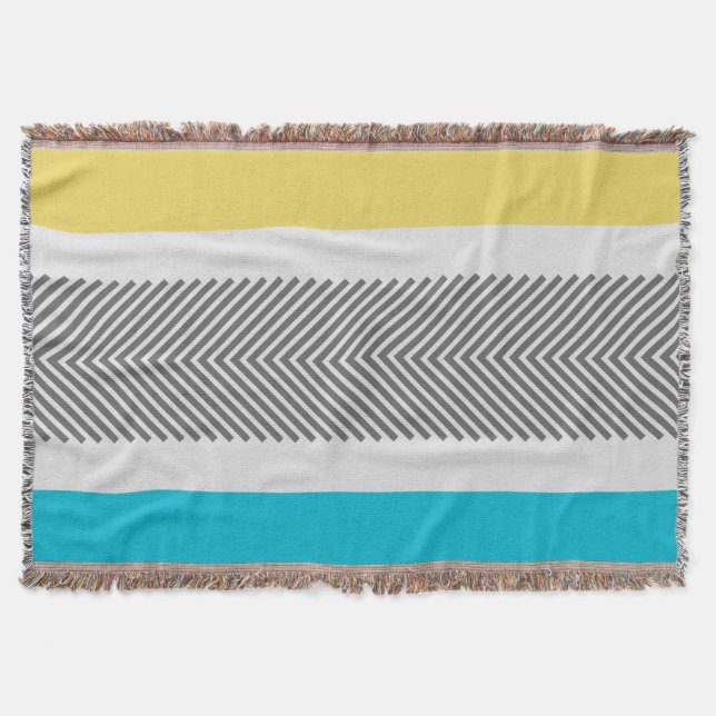 Geometric Abstract Yellow Aqua Modern Pattern Throw Blanket (Front)
