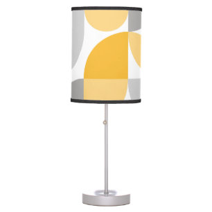 Geometric Abstract Yellow Grey Mid Century Modern Table Lamp