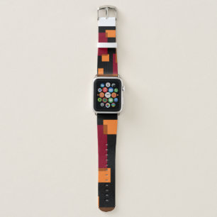 Geometric Abstraction Red Orange Brown Black  Apple Watch Band
