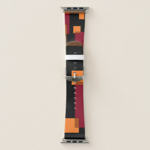 Geometric Abstraction Red Orange Brown Black  Apple Watch Band