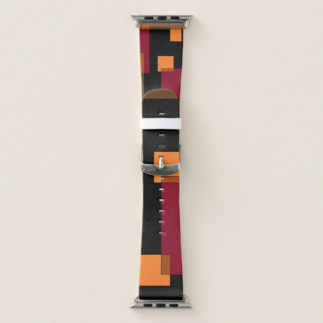 Geometric Abstraction Red Orange Brown Black  Apple Watch Band (Band)