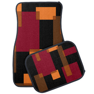 Geometric Abstraction Red Orange Brown Black Car Floor Mat