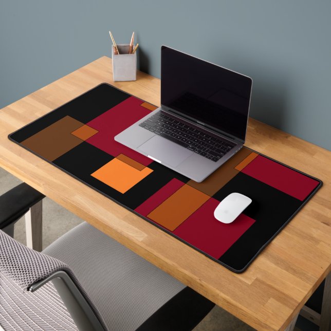 Geometric Abstraction Red Orange Brown Black  Desk Mat (Office 2)