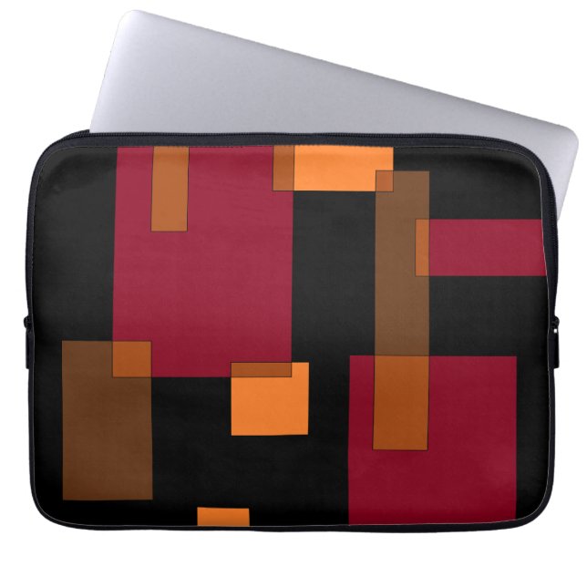 Geometric Abstraction Red Orange Brown Black  Laptop Sleeve (Front)