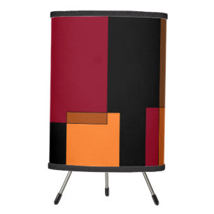 Geometric Abstraction Red Orange Brown Black  Tripod Lamp