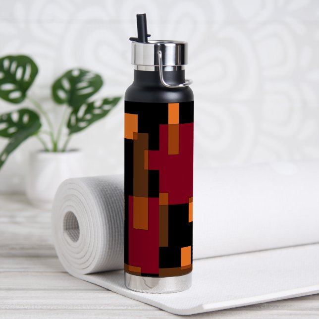 Geometric Abstraction Red Orange Brown Black  Water Bottle (Yoga)