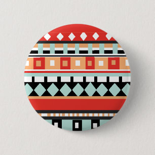 Geometric - Adobe, Turquoise & Brown Button
