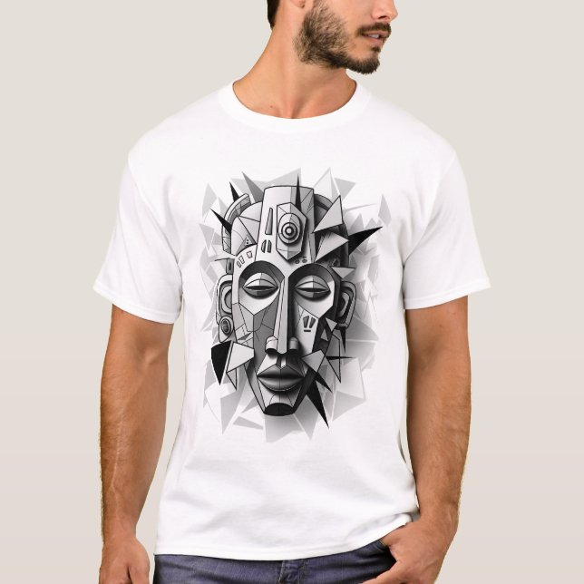 Geometric_African_Mask_Art. T-Shirt (Front)