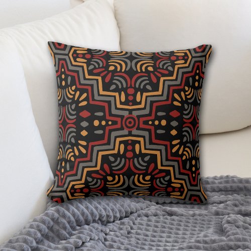 Geometric African Pattern Throw Pillow