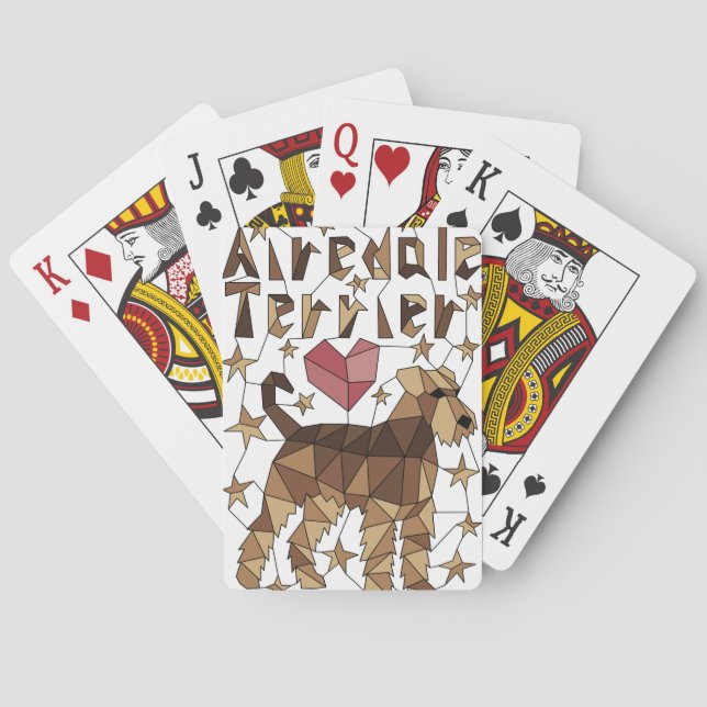 Geometric Airedale Terrier Poker Cards (Back)