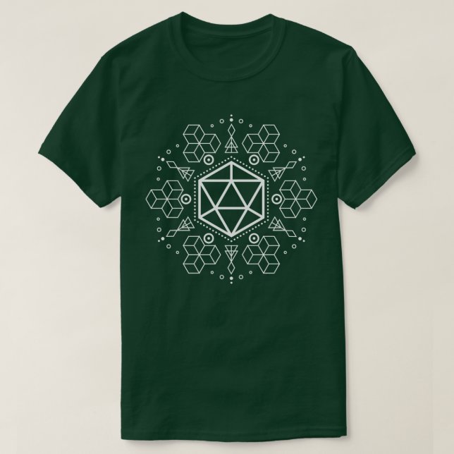 Geometric Alchemy Symbols Polyhedral D20 Dice Tabl T-Shirt (Design Front)