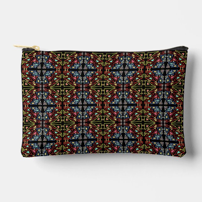 Geometric Alien Tech Multicolor Pattern Accessory Pouch (Front)