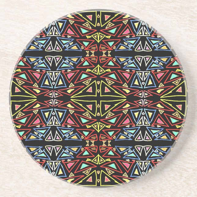 Geometric Alien Tech Multicolor Pattern Coaster (Front)